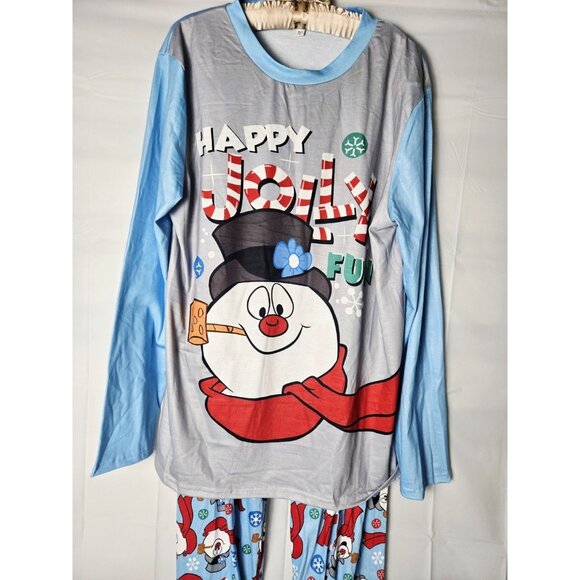 Blue & Gray Frosty The Snowman Printed Pajama Set Men's Size Medium NEW - Picture 2 of 7